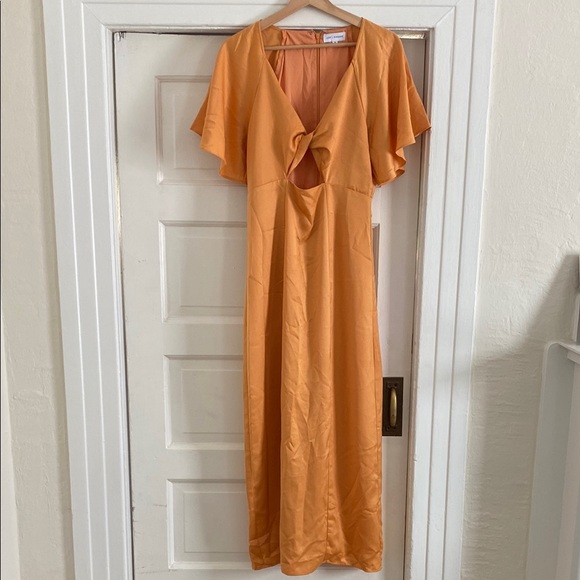 Lost + Wander Womens Maxi Dress Small Bridesmaid Wedding Formal Orange Tangerine - Picture 1 of 6